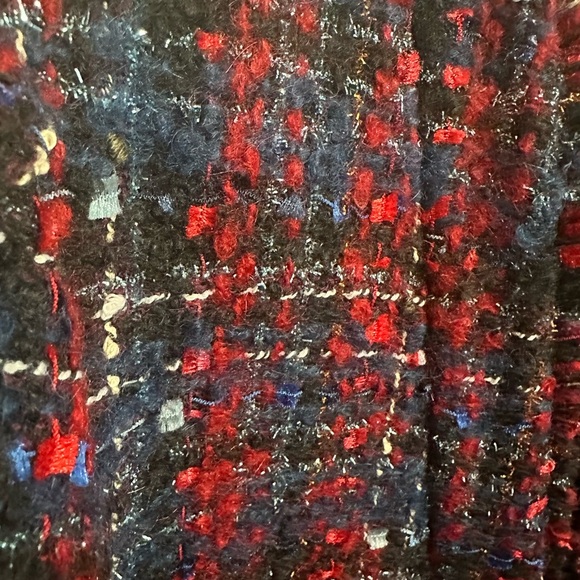 Talbots tweed red blue blazer with metallic detail gold buttons sz 10 gorgeous! - Picture 5 of 12